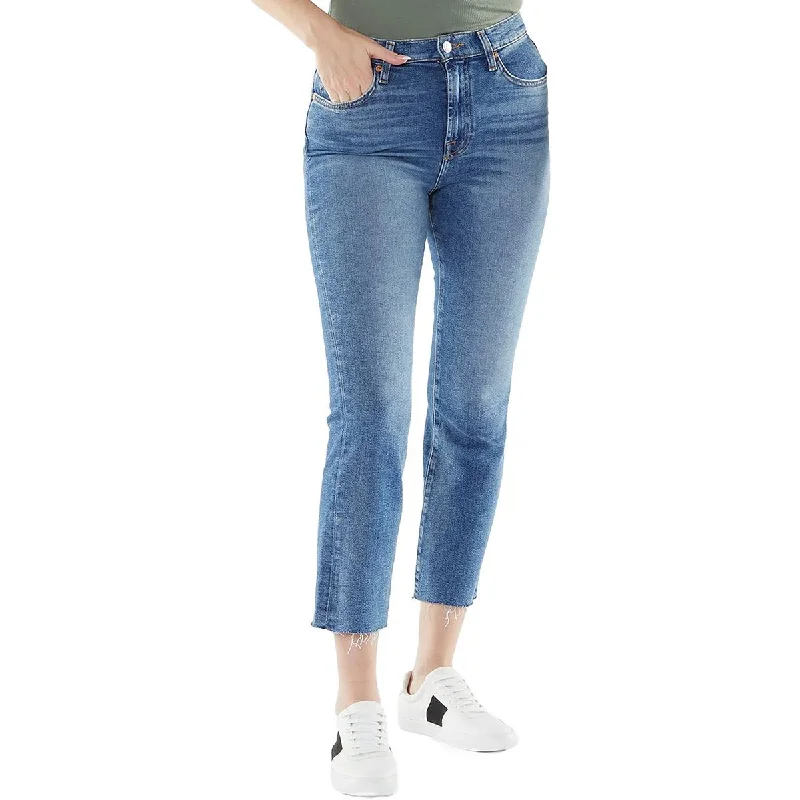 Womens High Waist Kick Flare Slim Jeans Trendy Paperbag Waist Jeans