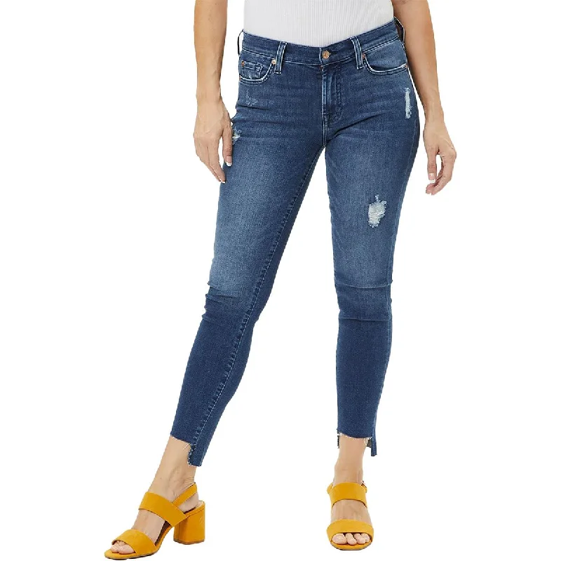 Gwenevere Womens Ankle Distressed Skinny Jeans Cozy Relaxed Fit Jeans