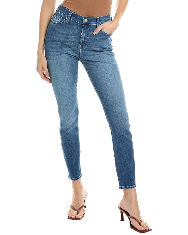 7 For All Mankind High-Waist Gwenevere Sal Jean Fashionable White Denim Jeans
