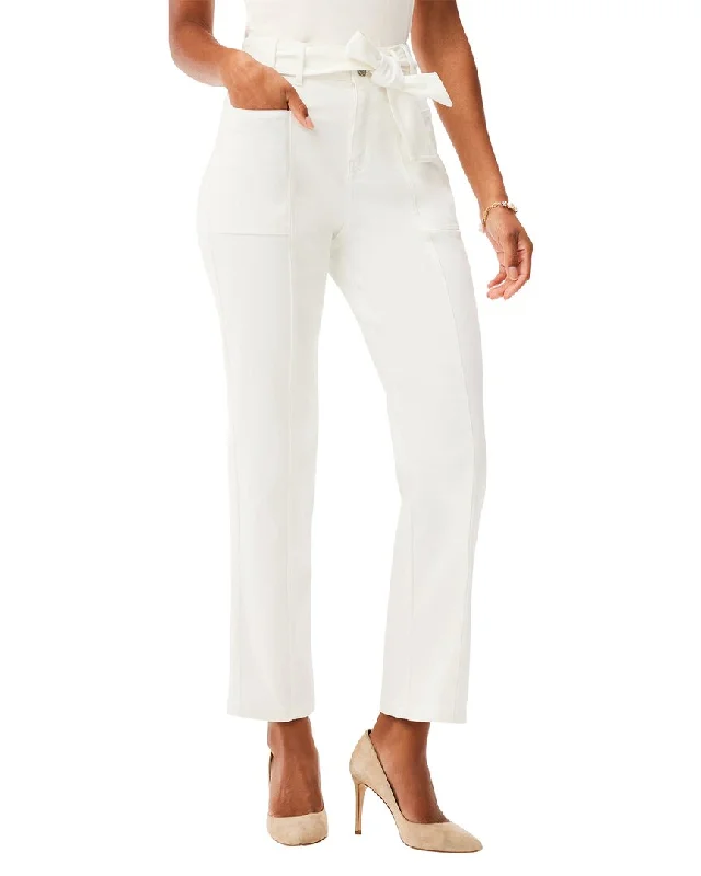 Nic+Zoe Belted Straight Ankle Jean Comfortable Folded Hem Jeans