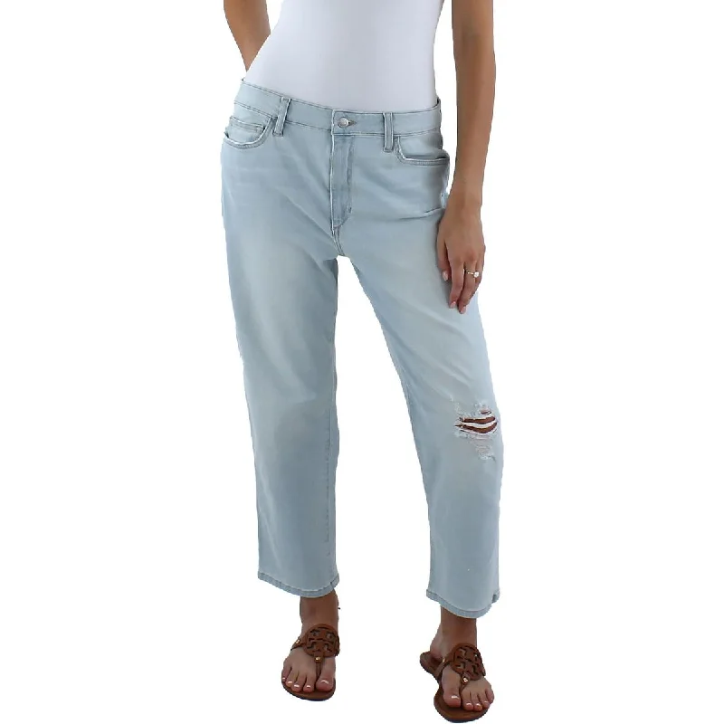 Womens High-Rise Light Wash Straight Leg Jeans Cozy Relaxed Fit Denim Jeans