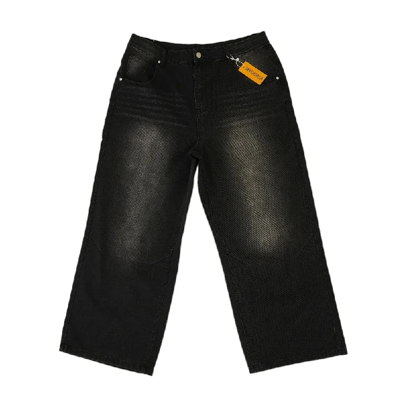 Black Solid Jeans Fashionable Raw Edge Jeans