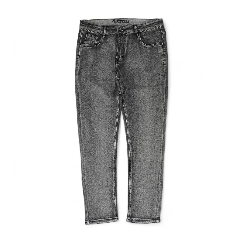 Black Solid Jeans Fashionable Raw Hemmed Jeans