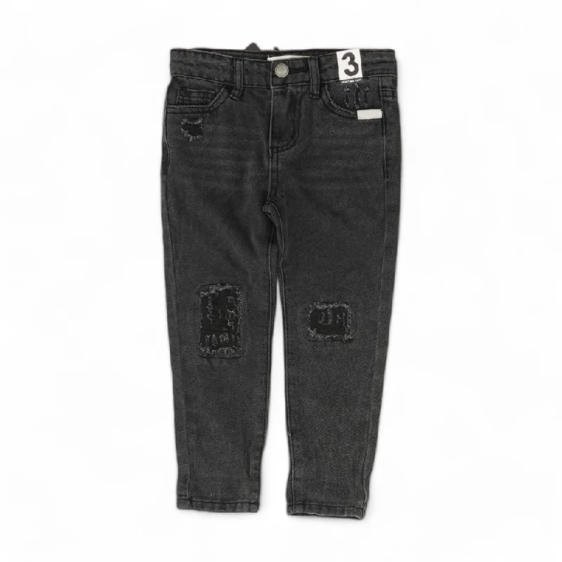 Black Solid Mid Rise Regular Jeans Fashionable Raw Hem Bootcut Jeans