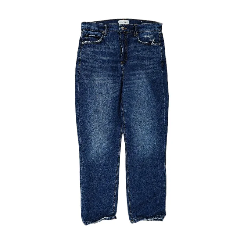 Blue Solid Jeans Fashionable Raw Hem Bootcut Jeans
