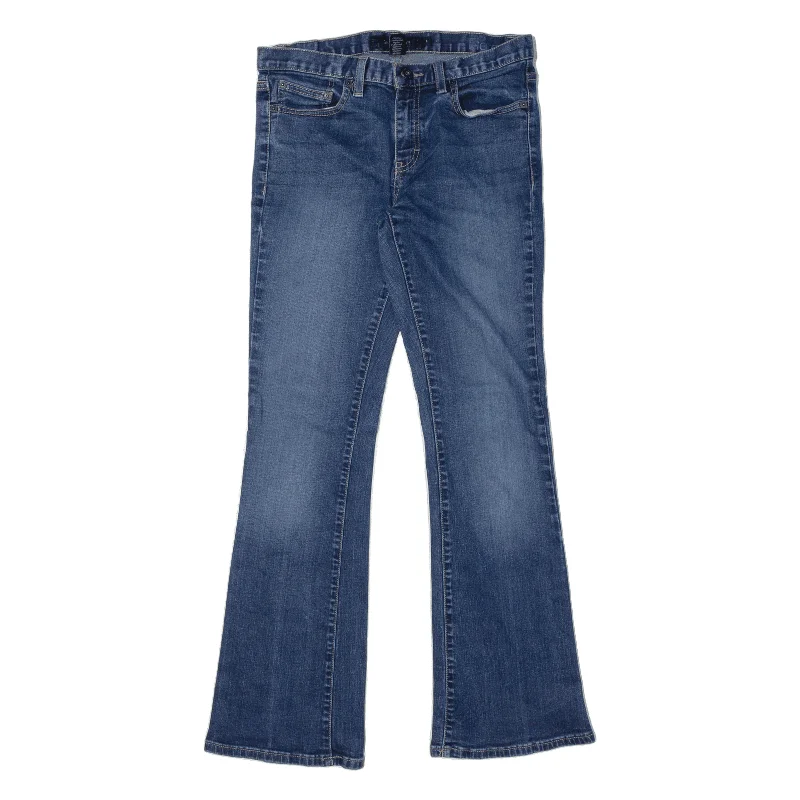 CALVIN KLEIN Jeans Blue Denim Slim Flared Stone Wash Womens W32 L30 Trendy Wide-Legged High-Waist Jeans