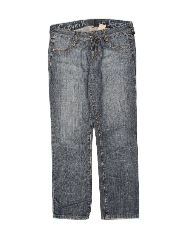 CALVIN KLEIN Womens Straight Jeans W30 L28 Blue Comfortable Faded High-Rise Jeans