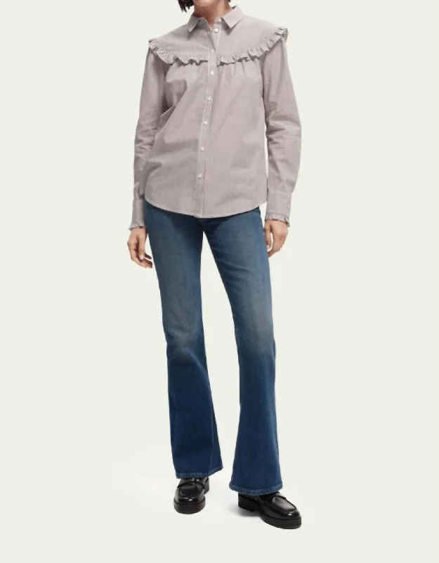 Charm Flared Organic Cotton Jeans In Blue Trendy Bootcut High-Waisted Jeans