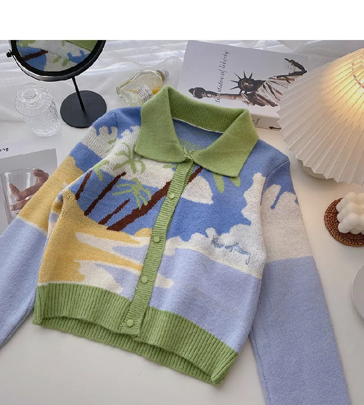 Color matching landscape oil painting sweater  6509 Thin Thick Dense