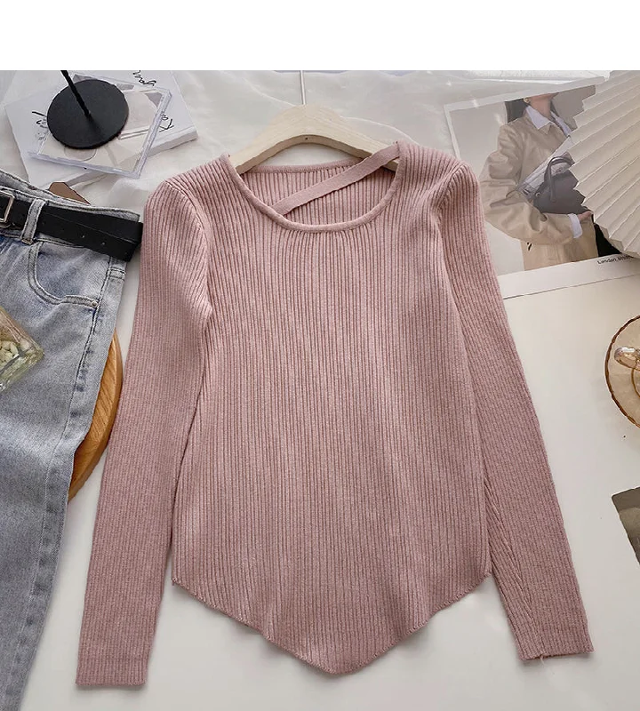 Design sense crew neck sweater women's versatile bottoming shirt 6480 Wool Fabric Cashmere Fabric Tweed Fabric Design sense crew neck sweater women's versatile bottoming shirt 6480 Wool Fabric Cashmere Fabric Tweed Fabric