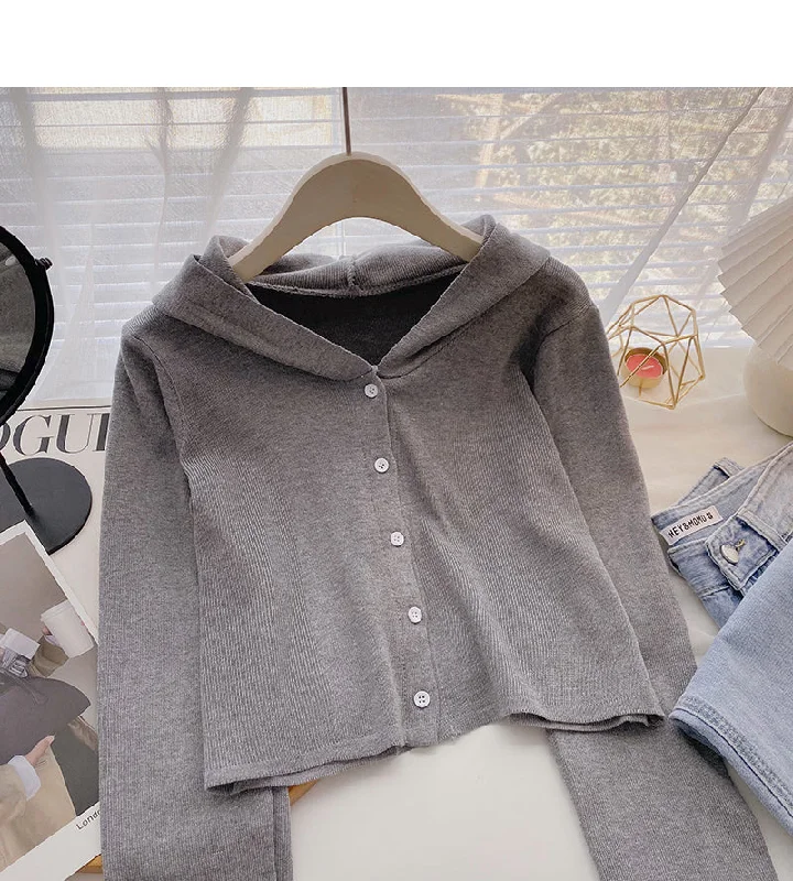 Design sense sweater coat casual hooded long sleeved top 6594 Turtle Neck Boat Neck Asymmetrical Neck Design sense sweater coat casual hooded long sleeved top 6594 Turtle Neck Boat Neck Asymmetrical Neck