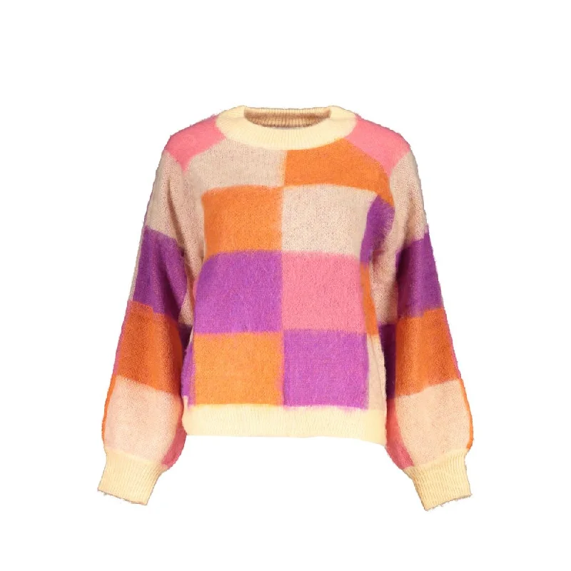 Desigual Chic  Contrast Crew Neck Women's Sweater Transparent Opaque Sheer