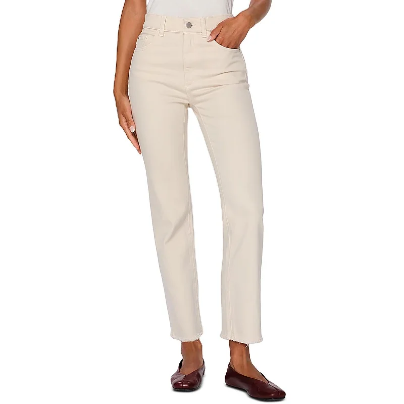 DL1961 Womens High Rise Denim Straight Leg Jeans Stylish High-Waist Jeans