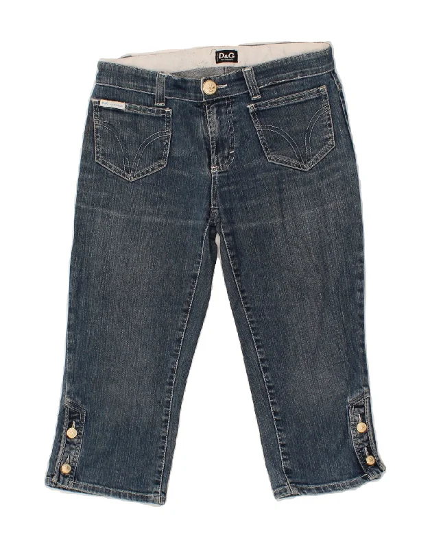 DOLCE & GABBANA Womens Ittierre Capri Jeans W25 L17 Blue Cotton Trendy Pleated Waist Jeans DOLCE & GABBANA Womens Ittierre Capri Jeans W25 L17 Blue Cotton Trendy Pleated Waist Jeans
