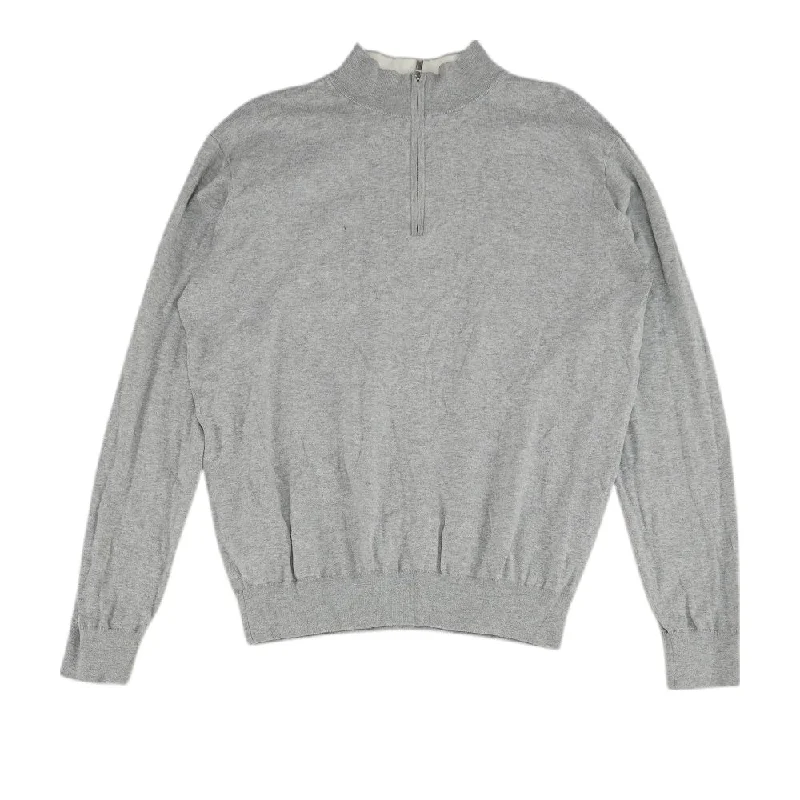Gray Solid 1/4 Zip Sweater Velvet Chenille Corduroy