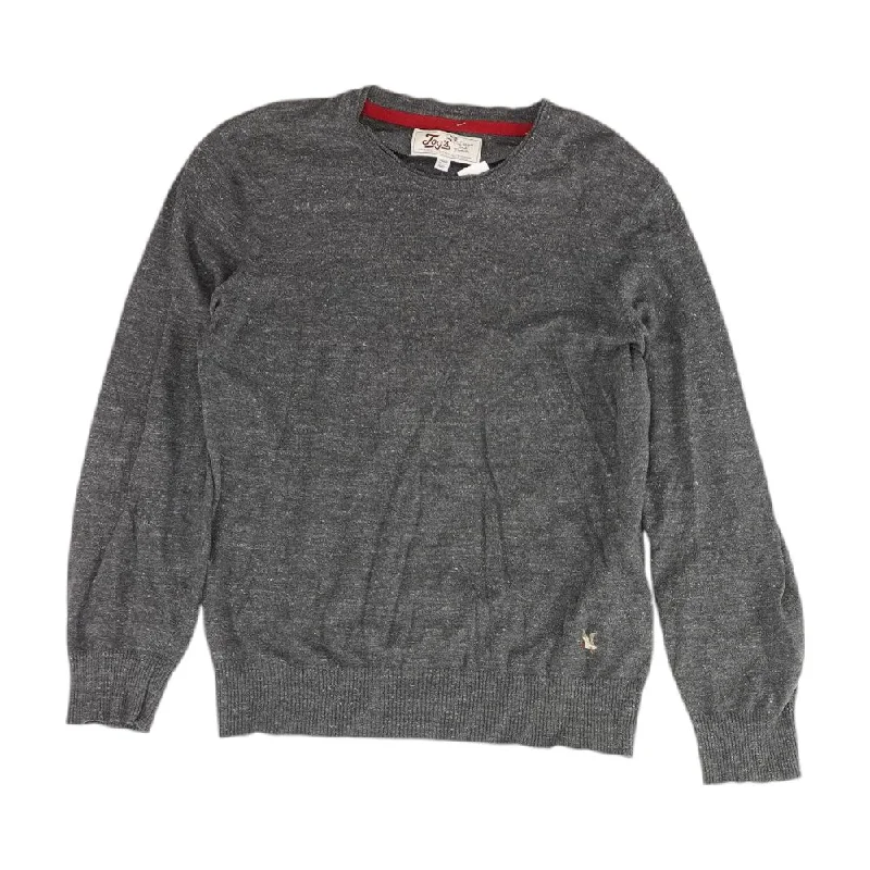 Gray Solid Pullover Sweater Fleece Sweater Nylon Polyester