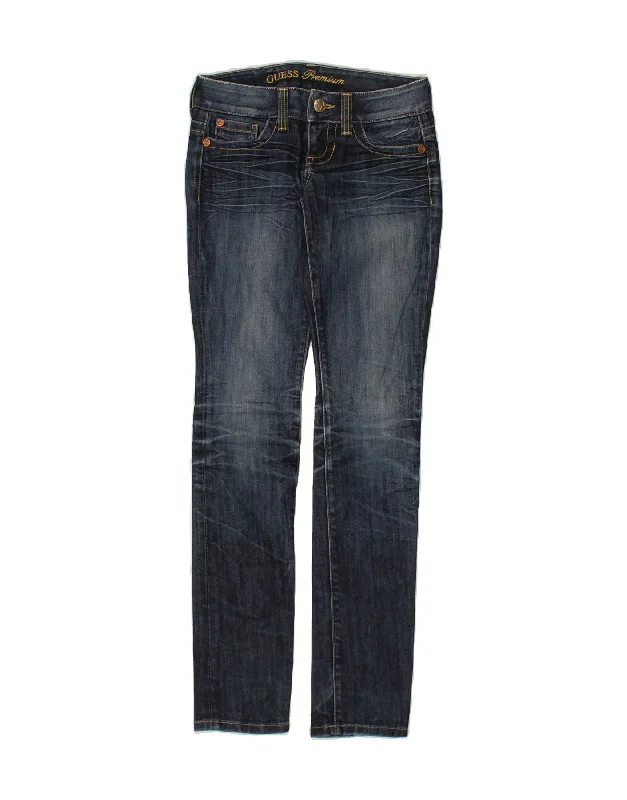 GUESS Womens Skinny Jeans W24 L33 Blue Cotton Fashionable Bootcut Jeans