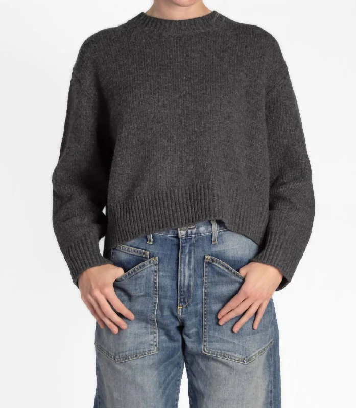 Haisley Sweater In Dark Charcoal Melange Toggled Drawstring Belted