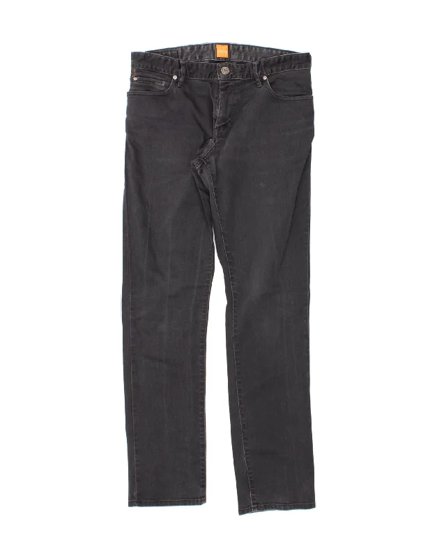 HUGO BOSS Womens Straight Jeans W32 L34  Black Cotton Casual High-Waisted Bootcut Jeans