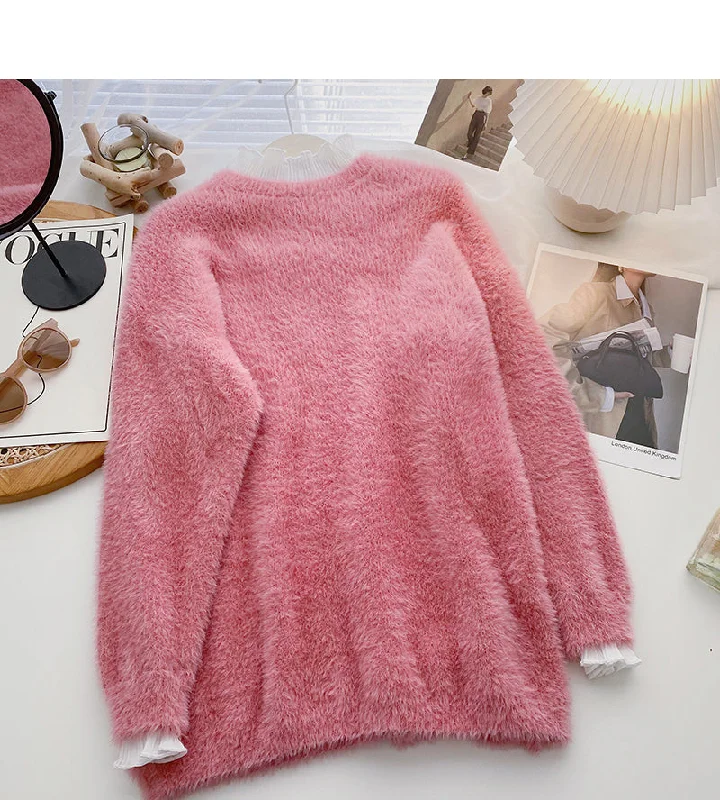 Imitation mink sweater design feeling lazy top  6167 Iron Safe Non-Iron Wrinkle Free