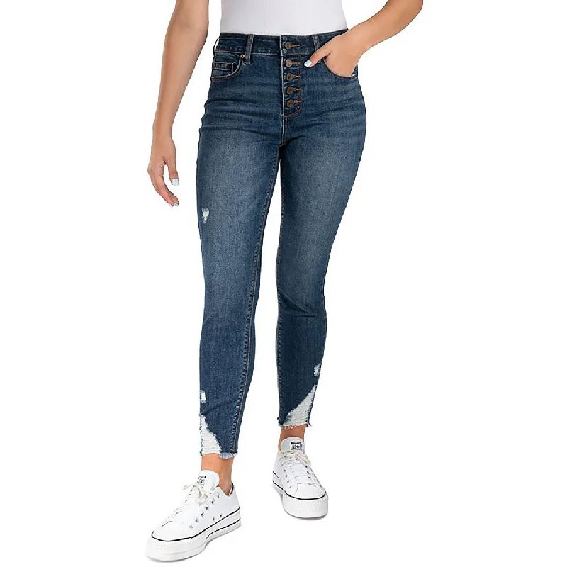 Indigo Rein Womens High Rise Narrow Leg Cigarette Jeans Stylish High-Rise Mom Jeans