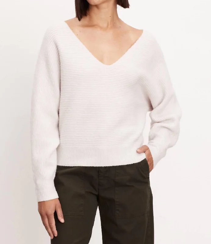 Jodie Dolman Sweater In Snow Open Front Closed Front Wrap Front