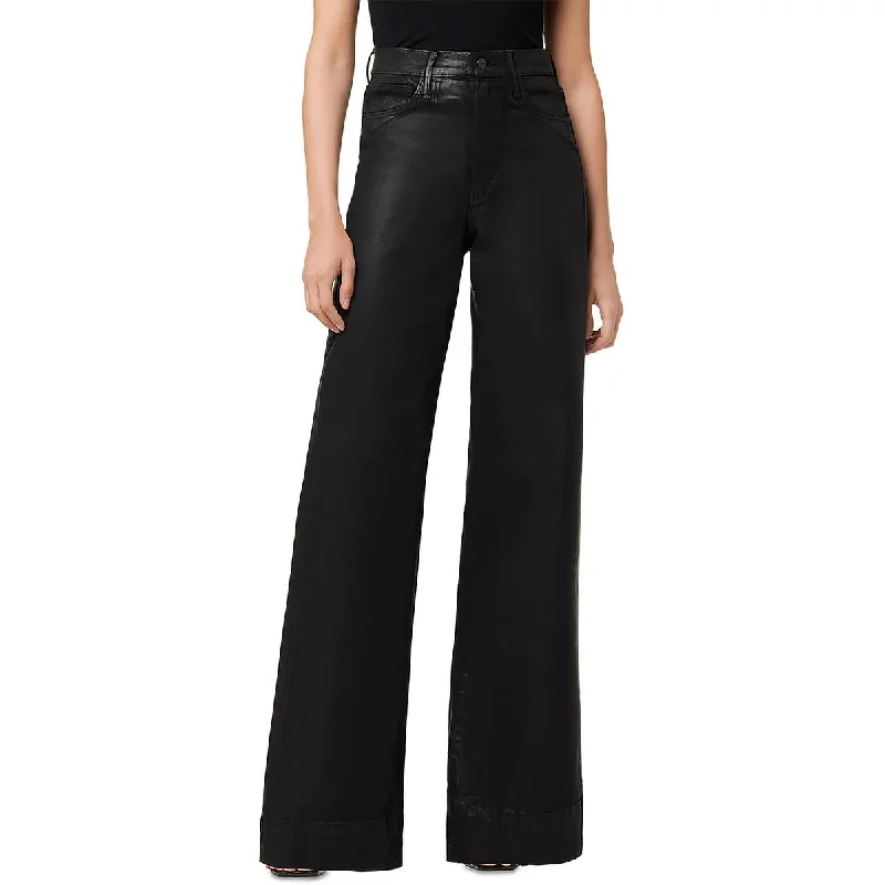 Joe's Womens Mia High Rise Coated Wide Leg Jeans Fashionable Raw Hemmed Jeans
