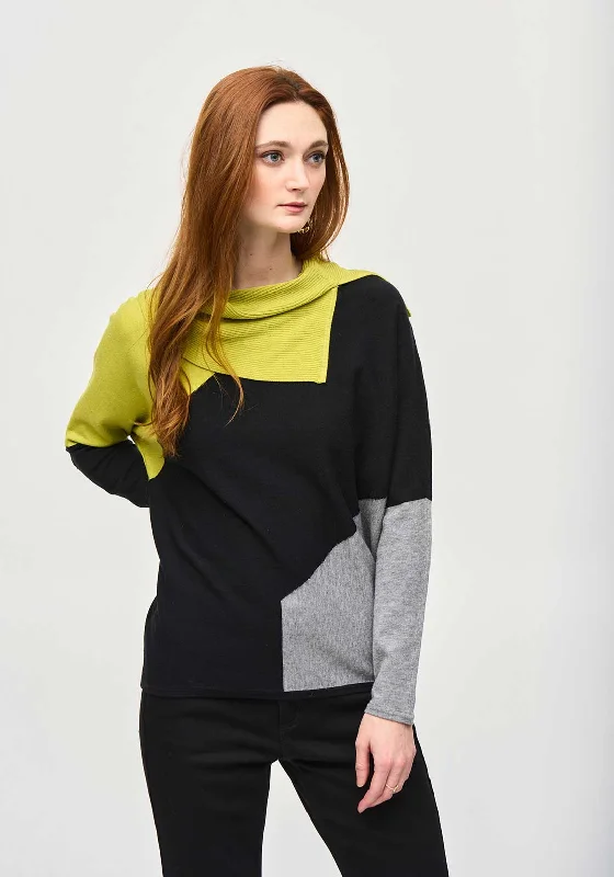 Joseph Ribkoff Colour Block Collar Knit Jumper, Black Modern Contemporary Chic