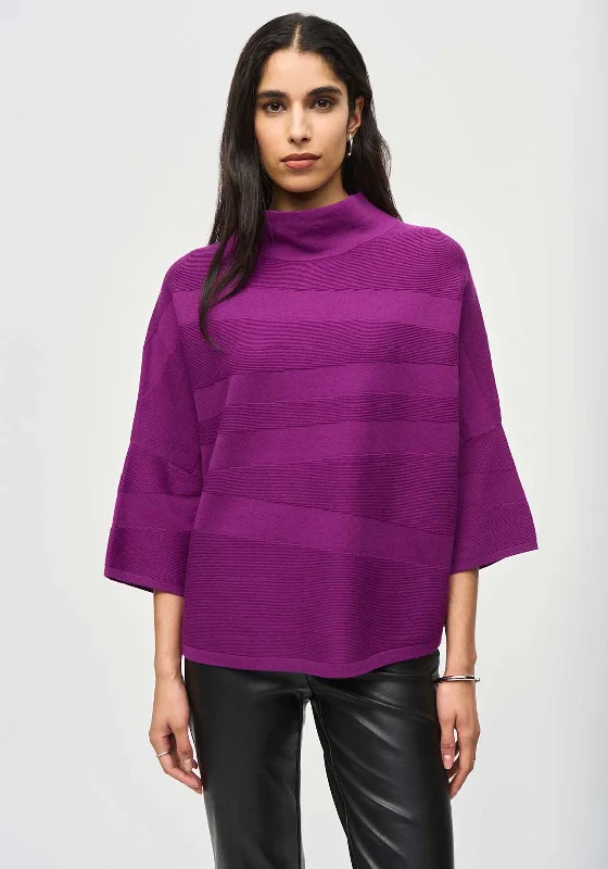 Joseph Ribkoff High Neck Knit Dolman Jumper, Empress Real Fur Shearling Chenille
