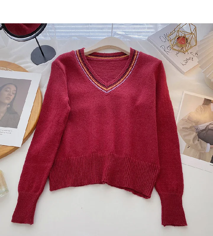 Knitted sweater women's retro fashion versatile  6164 Thin Thick Dense