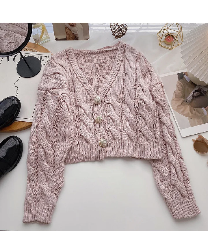 Knitted twist sweater Korean version lazy style 6129 Solid Color Striped Floral Print Knitted twist sweater Korean version lazy style 6129 Solid Color Striped Floral Print
