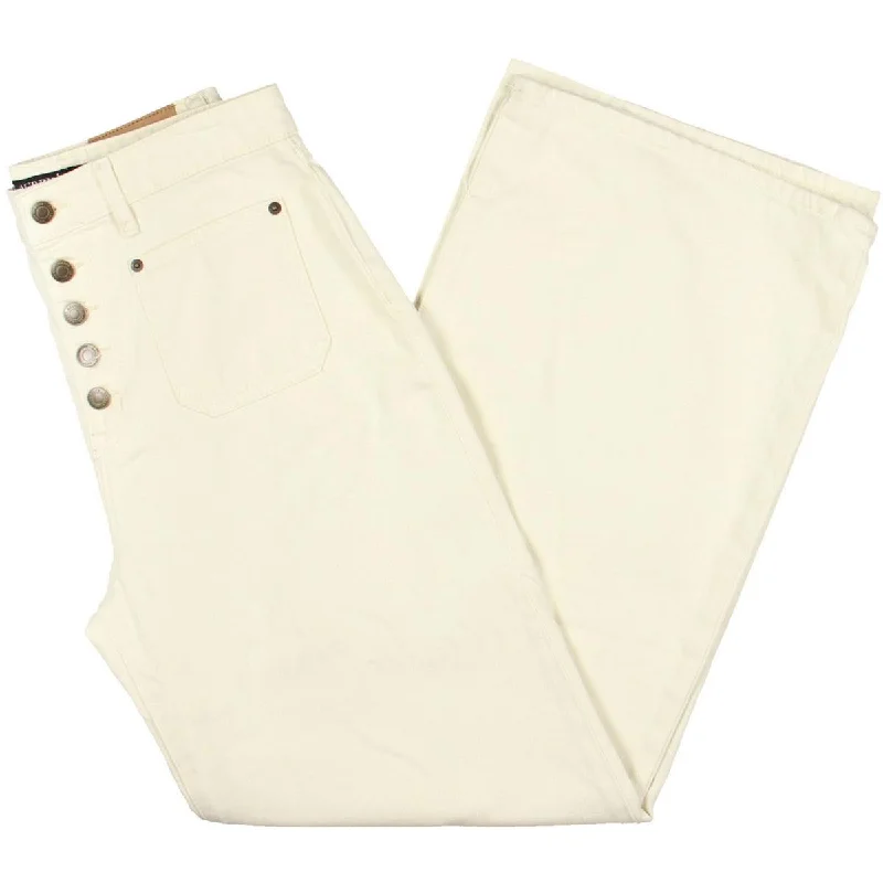 Lauren Ralph Lauren Womens Button Pockets Wide Leg Jeans Fashionable Relaxed Fit Denim Lauren Ralph Lauren Womens Button Pockets Wide Leg Jeans Fashionable Relaxed Fit Denim