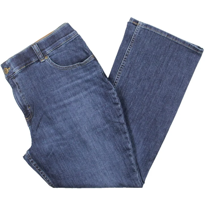 Lee Womens Plus Mid-Rise Medium Wash Bootcut Jeans Trendy Patchwork Denim Jeans