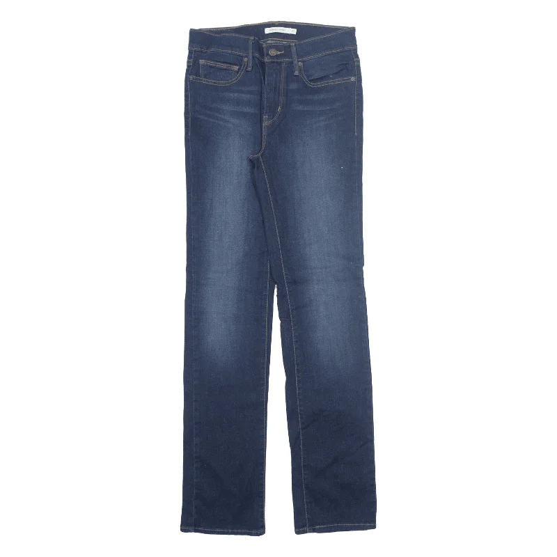LEVI'S Jeans Blue Denim Slim Straight Stone Wash Womens W27 L32 Trendy Wide-Legged High-Waist Jeans LEVI'S Jeans Blue Denim Slim Straight Stone Wash Womens W27 L32 Trendy Wide-Legged High-Waist Jeans