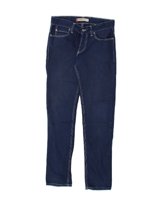 LEVI'S Womens 512 Slim Jeans  W32 L34 Navy Blue Cotton Chic Dark-Wash Skinny Jeans