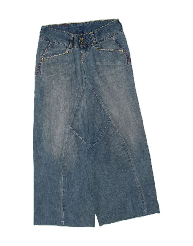 LEVI'S Womens Wide Leg Jeans W30 L29 Blue Chic Rip-Detail High-Waist Jeans