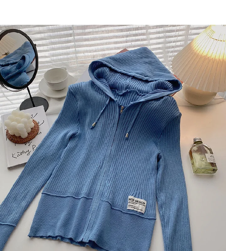 Long sleeved hooded sweater coat with design top  6531 Embroidered Appliqued Beaded