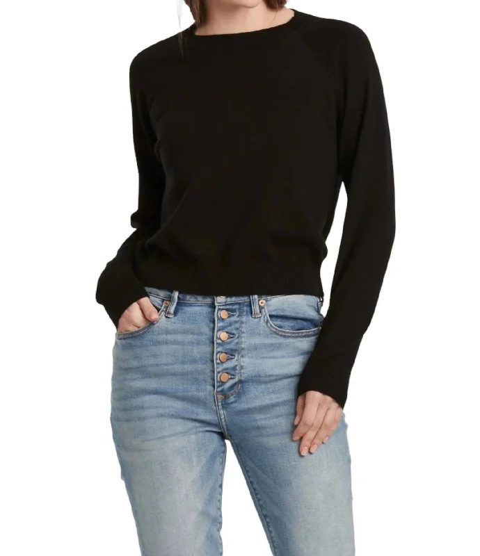 Maritza Sweater In Black Solid Color Striped Floral Print