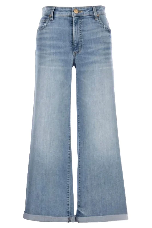 Meg Mid Rise Wide Leg Jeans In Light Wash Casual Straight-Leg Jeans