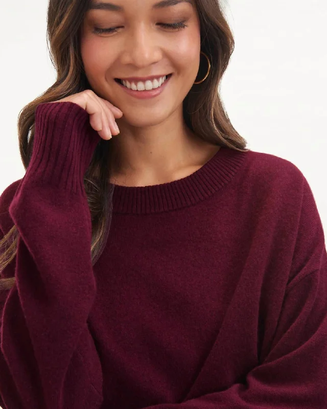 Melissa Cashmere Sweater In Black Cherry Fleece Fabric Down Fabric Feather Fabric