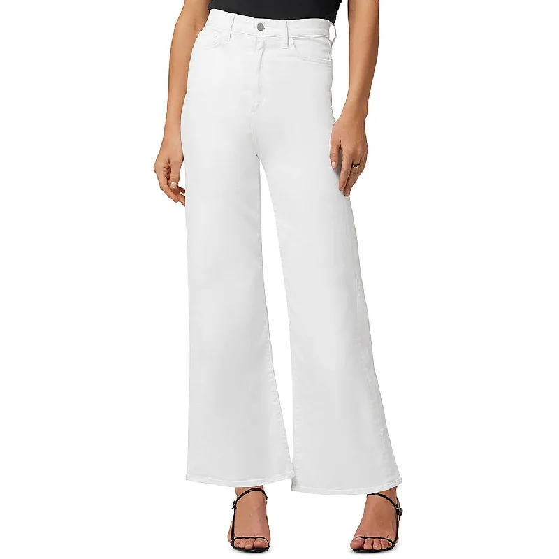 Mia Womens High Rise Denim Wide Leg Jeans Comfortable Drawstring Waist Jeans