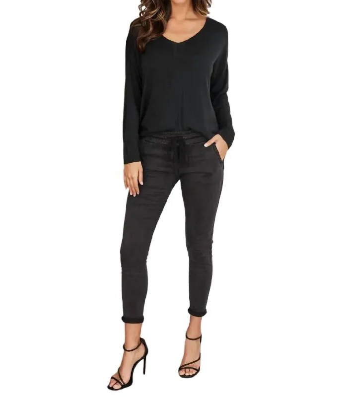 Mineral Wash Sweater In Black Terry Terry Cloth Terry Knit