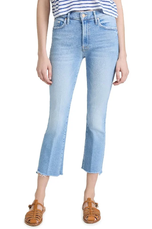 MOTHER Women's The Insider Crop Jeans, Limited Edition Fashionable Raw Edge Jeans