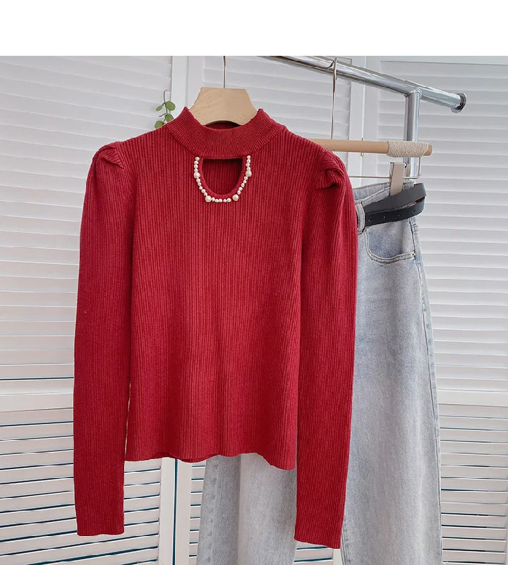 Nail bead hollowed out crew neck Vintage sweater 6468 Cable Knit Ribbed Knit Lace Knit Nail bead hollowed out crew neck Vintage sweater 6468 Cable Knit Ribbed Knit Lace Knit