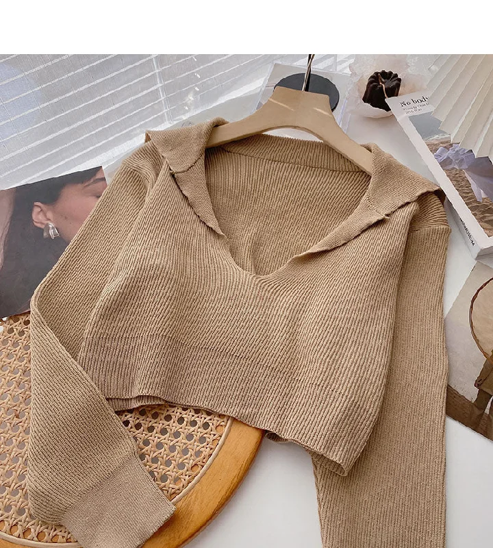 Navy collar temperament solid color sweater women 6133 Nylon Fabric Polyester Fabric Spandex Fabric Navy collar temperament solid color sweater women 6133 Nylon Fabric Polyester Fabric Spandex Fabric