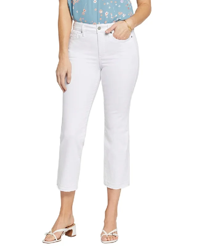 NYDJ Petite Marilyn Optic White Ankle Jean Elegant Raw Hem Jeans