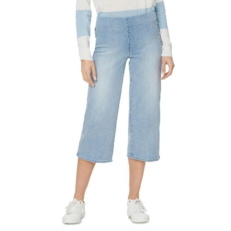 NYDJ Womens Denim Wide Leg Capri Jeans Stylish Stone-Wash Denim Jeans