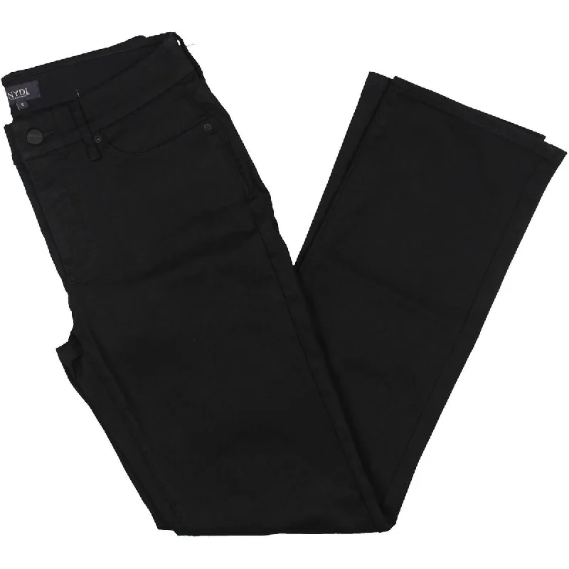 NYDJ Womens High Rise Stretch Straight Leg Jeans Elegant Raw Hem Jeans