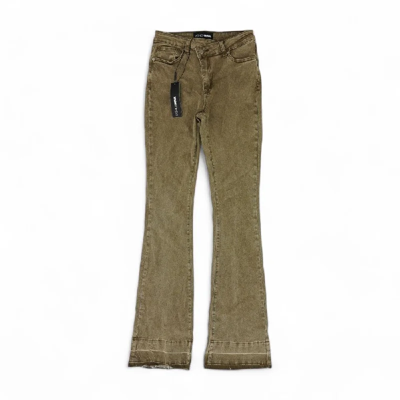Olive Solid High Rise Bootcut Jeans Classic Slim Fit Jeans
