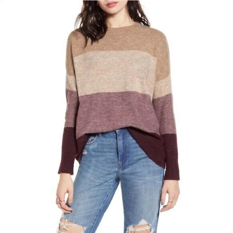 Oversized Striped Soft Block Sweater In Red Open Front Closed Front Wrap Front